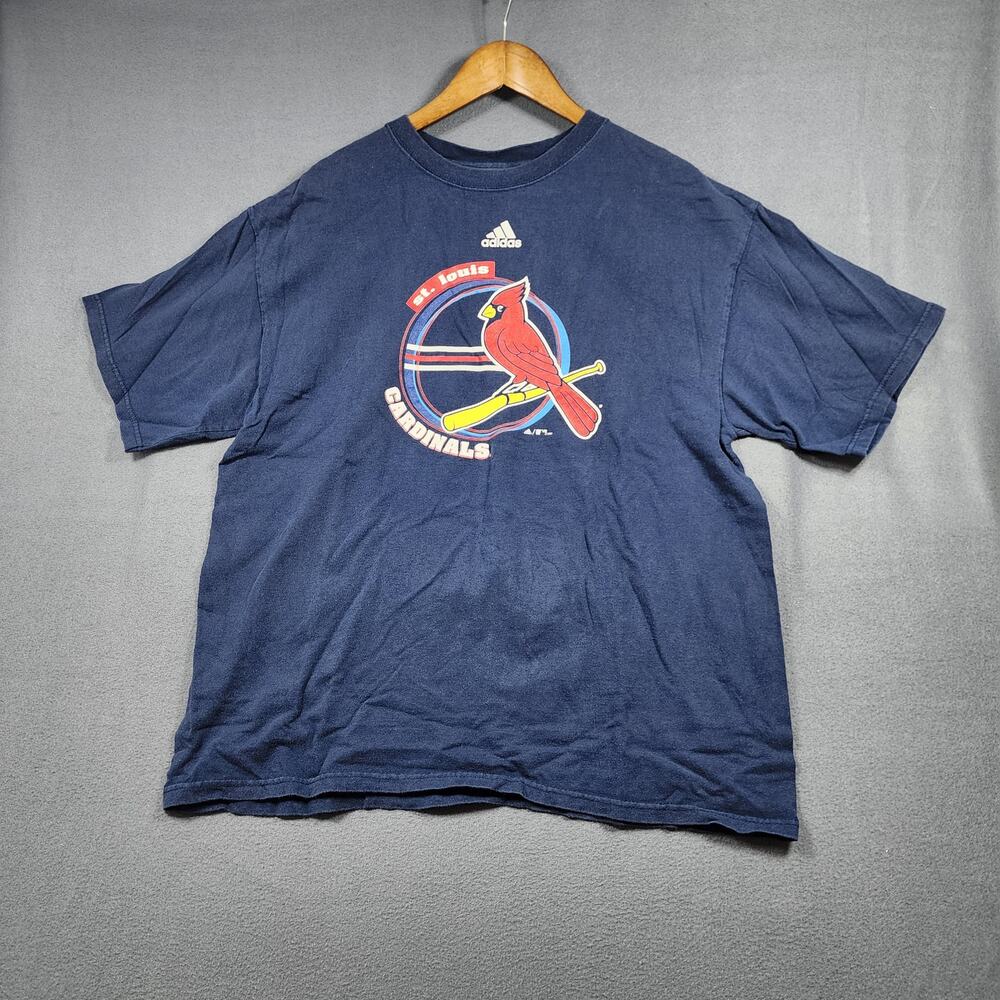 St Louis Cardinals Men Shirt Blue Short Sleeve Vintage 2003 Adidas MLB Baseball